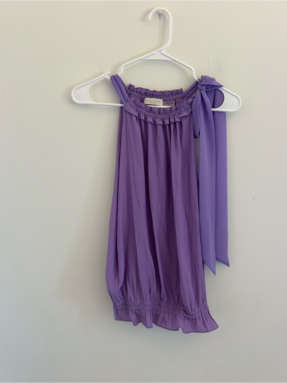 Ramy Brook Lavender One-Shoulder Bow Blouse